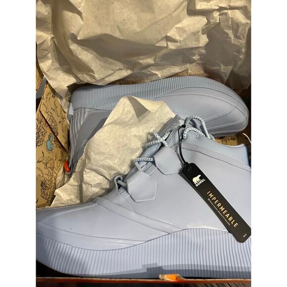 NEW SOREL Out N About IV Splashy Size 7.5 Women's Arctic Sea / Orange - Picture 7 of 9